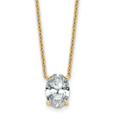 14k 2 carat Lab Grown Diamond VS+ F+ Oval Complete Four Prong 18 inch Pendant Necklace